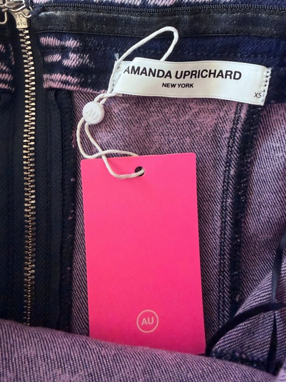 Amanda Uprichard Joss Dress Pink Acid Denim Mini NWT Strapless - Picture 7 of 9